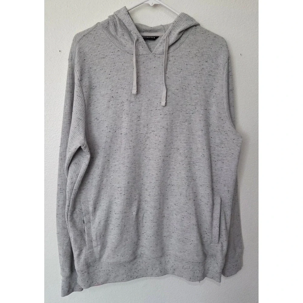 Travis Mathew Cloud Waffle Knit Hoodie Light Grey Speckled Pullover Mens Large